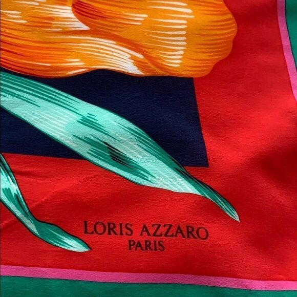 Huge Loris Azzaro floral tulip scarf red-green - Picture 2 of 7